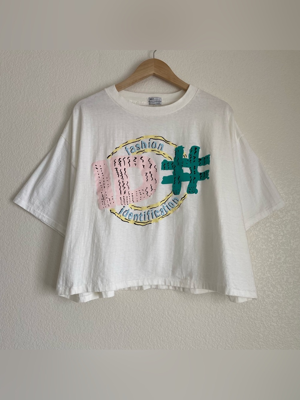 Vintage Fashion Identification single stitch boxy white t-shirt, OSFA